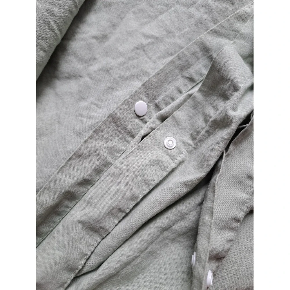 Ikea Light Olive Green 100% Cotton Duvet Cover Twin Plastic Snaps Closure